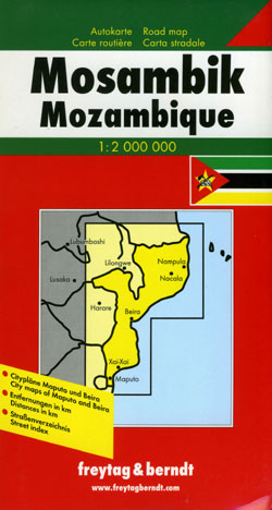 Mozambique Road and Shaded Relief Tourist Map.