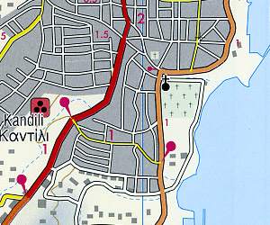 Rhodes Island, Road and Shaded Relief Tourist Map, Greece.