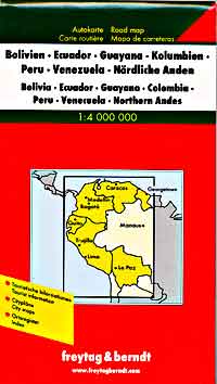 South America, NORTH WEST, Road and Shaded Relief Tourist Map.