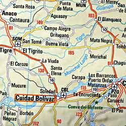 South America, NORTH WEST, Road and Shaded Relief Tourist Map.