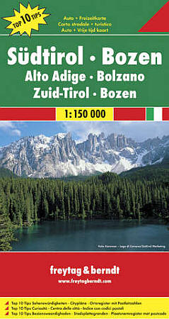 South Tyrol Bolzano Road and Shaded Relief Tourist Map.