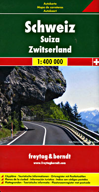 Switzerland Road and Shaded Relief Tourist Map.