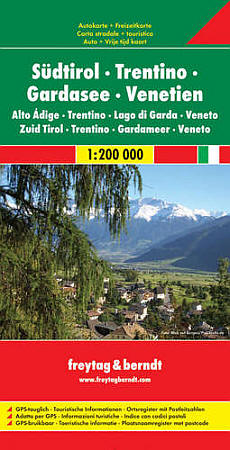 Trentino, Alto, Adige and South Tyrol, Regional Road and Tourist Map, Italy.