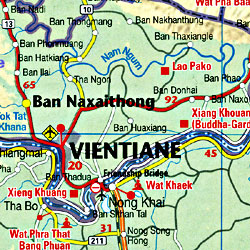 Vietnam, Laos, and Cambodia, Road and Tourist Map.