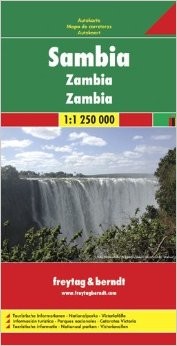 Zambia Road and Shaded Relief Tourist Map.