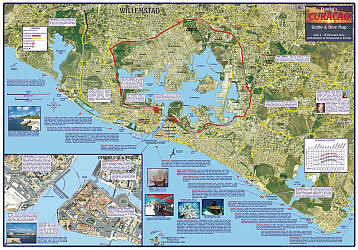 Curacao Guide and Dive Road and Recreation Map.
