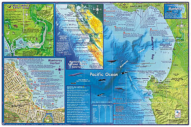 Monterey Dive and Guide Map, California, America.