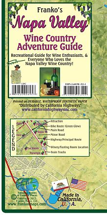 Napa Valley Wine County and Recreation Map, California, America.