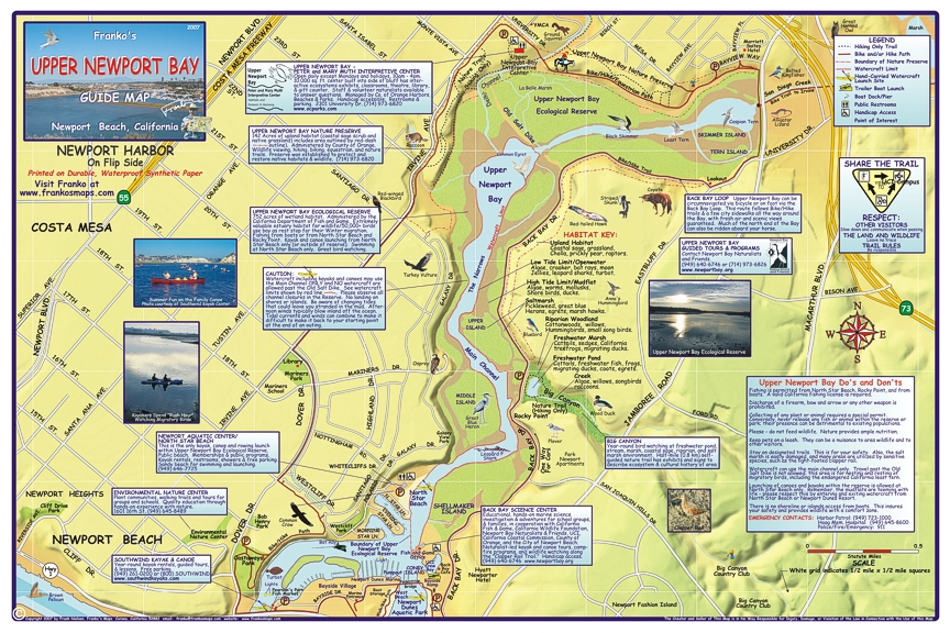 Newport Harbor Road and Recreation Map, California, America.