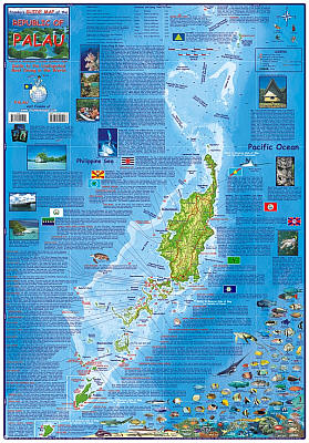 Palau Guide Road and Recreation Map, America.