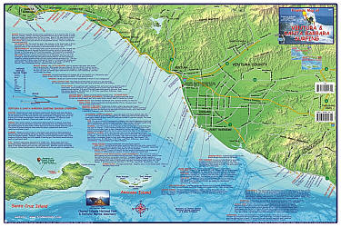 Santa Barbara and Ventura, Road and Recreation Map, California, America.