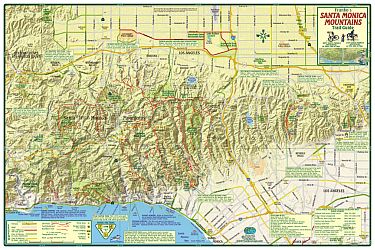 Santa Monica Mountains, Road and Recreation Map, California, America.