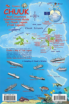 Truk Lagoon (Chuuk) Reef Creatures Guide, Road and Recreation Map.