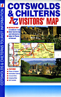 Cotswolds and Chilterns Visitors Road and Tourist Map.