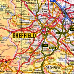 East Midlands Road and Tourist Map.