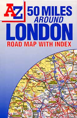 London "50 Miles Around" Road and Tourist Map.