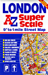 LONDON "Super Scale" Map, England, United Kingdom.