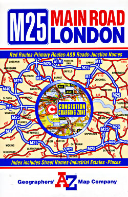 London "Main Road M25" Road and Tourist Map.