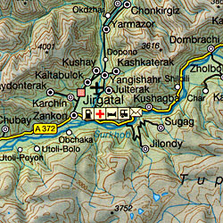 The Pamirs and Gorno Badahshan Road and Tourist Map.
