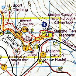 Jasper Road and Topographic Tourist Map, British Columbia and Alberta, Canada.