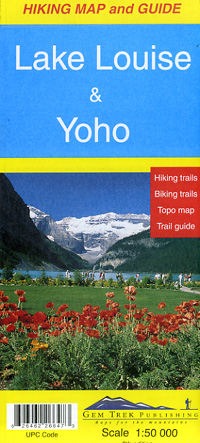 Lake Louise and Yaho Road and Topographic Tourist Map, British Columbia and Alberta, Canada.
