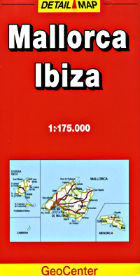 Mallorca and Ibiza Road and Tourist Map, Balearic Isles, Spain.