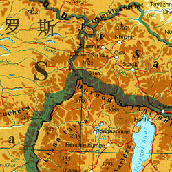 China Road and Physical Tourist Map.