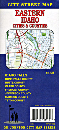 Eastern Idaho Cities and Counties Street Map, America.