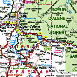 Idaho Road and Tourist Map, America.