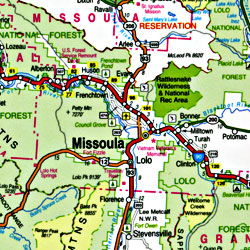 Montana Pearl Road and Tourist Map, America.