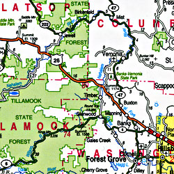 Oregon Pearl Road and Tourist Map, America.
