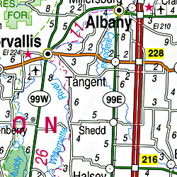 Oregon Large Print Road and Tourist Map, America.