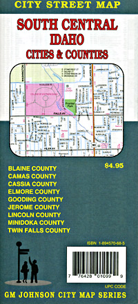 South Central Idaho Cities and Counties Street Map, Idaho, America.