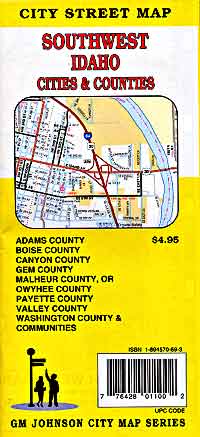 Southwest Idaho Cities and Counties Street Map, Idaho, America.