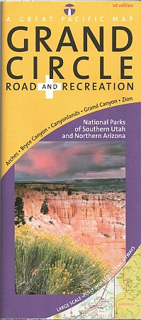 Arizona & Utah National Parks Grand Circle Recreation Road and Tourist Map, America.