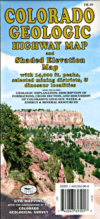 Colorado Geologic Road and Highway Map, Colorado, America.