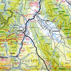 Idaho Road and Topographic Recreation Map, Idaho, America.