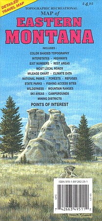 Montana, EAST, Road and Recreation Map, America.