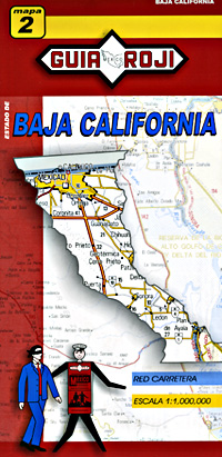 Baja California Norte, Road and Tourist Map, Mexico.