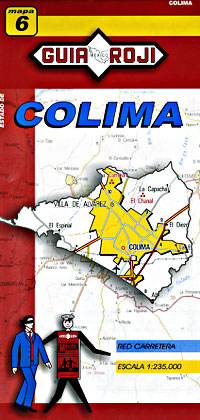 Colima State, Road and Tourist Map, Mexico.