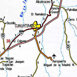 Colima State, Road and Tourist Map, Mexico.