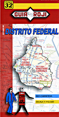 Distrito Federal, Road and Tourist Map, Mexico.