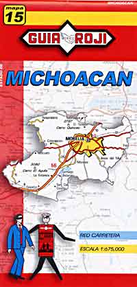 Michoacan State, Road and Tourist Map, Mexico.