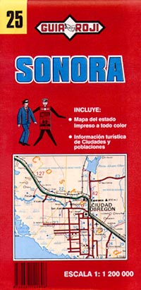 Sonora State, Road and Tourist Map, Mexico.