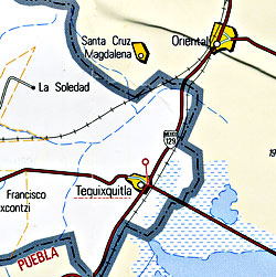 Tlaxcala State, Road and Tourist Map, Mexico.