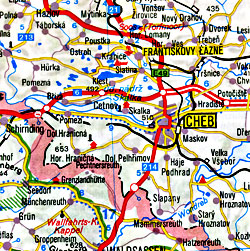 Czech Republic, Road and Shaded Relief Tourist Map.