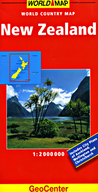 New Zealand, Road and Shaded Relief Tourist Map.