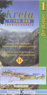 WESTERN Crete Road and Topographic Hiking and Tourist Map.