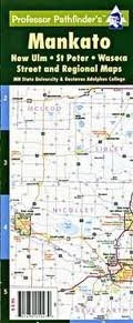 Mankato and New Ulm Street Map,Minnesota, America. Laminated