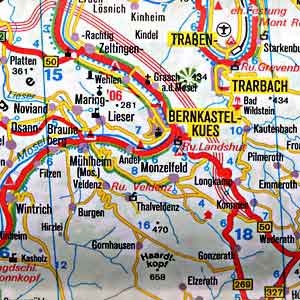 Belgium and Luxembourg, Road and Shaded Relief Tourist Map.